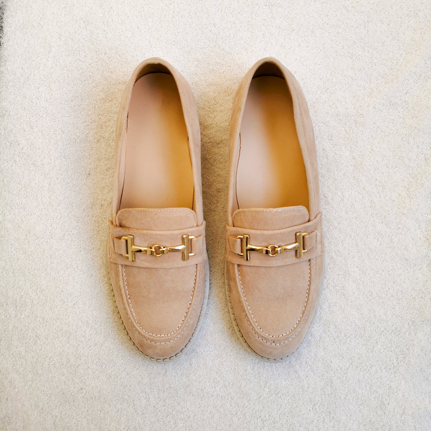 Moccassin - Beige Avec Boucle Daim