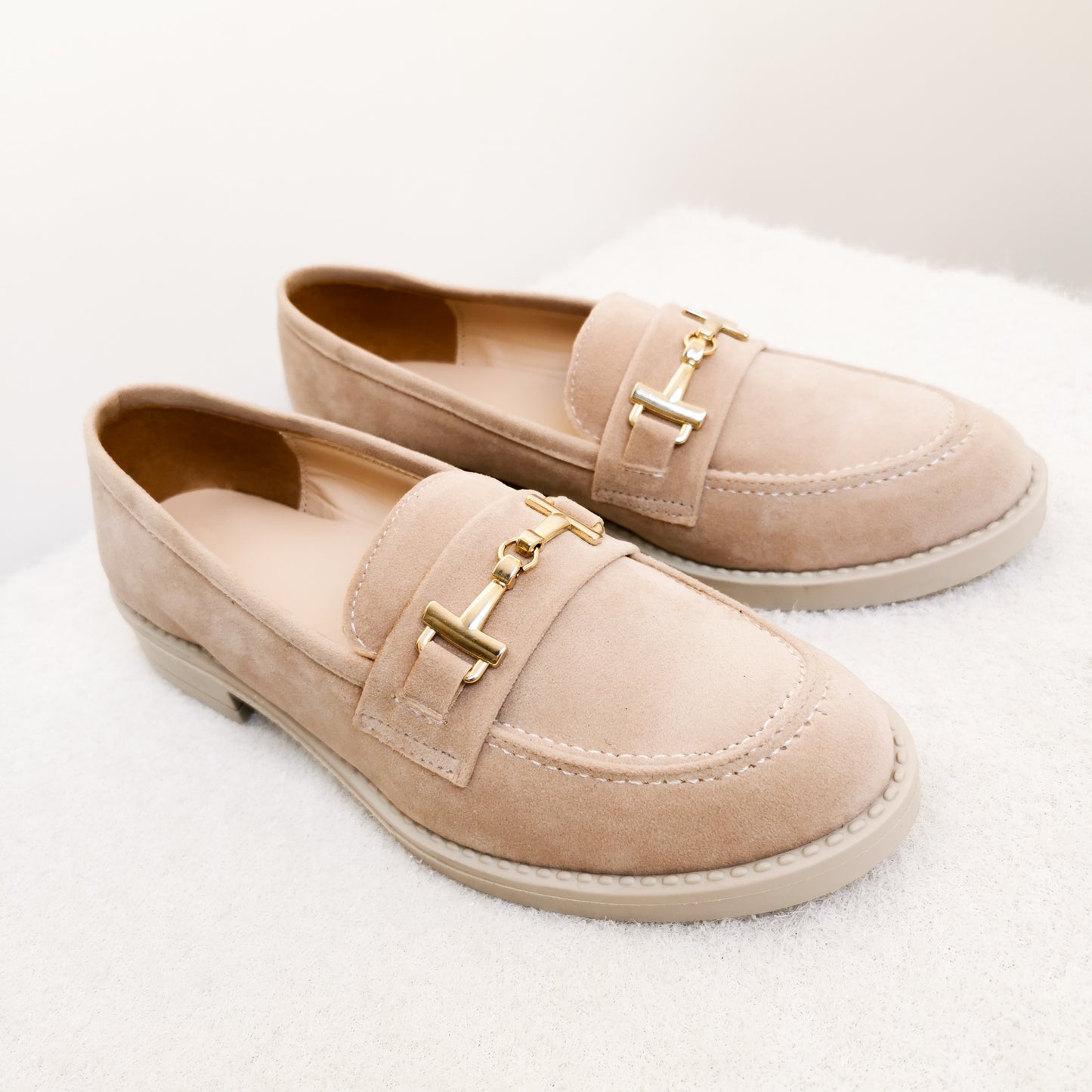 Moccassin - Beige Avec Boucle Daim