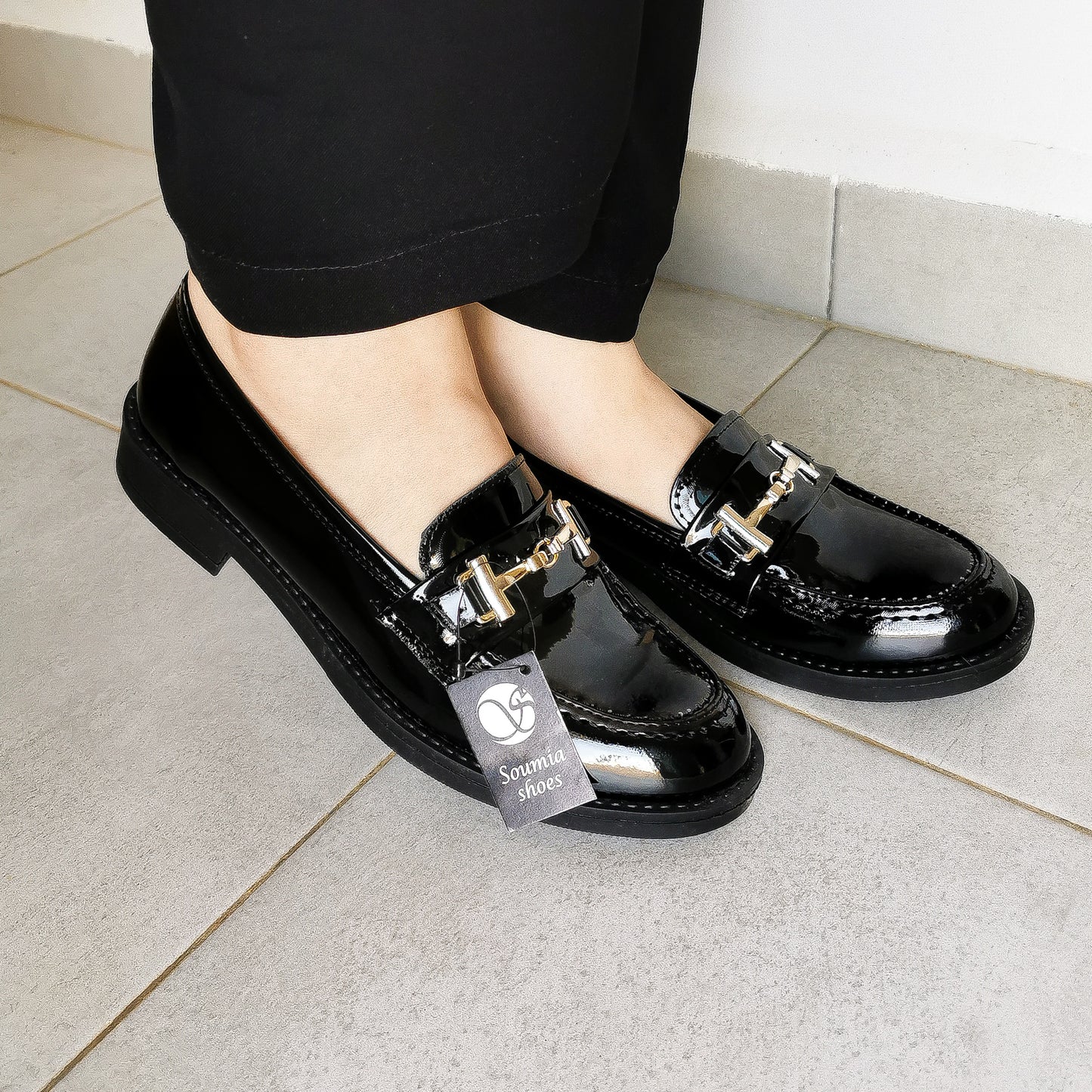Moccassin - Noir Glacé Avec Boucle