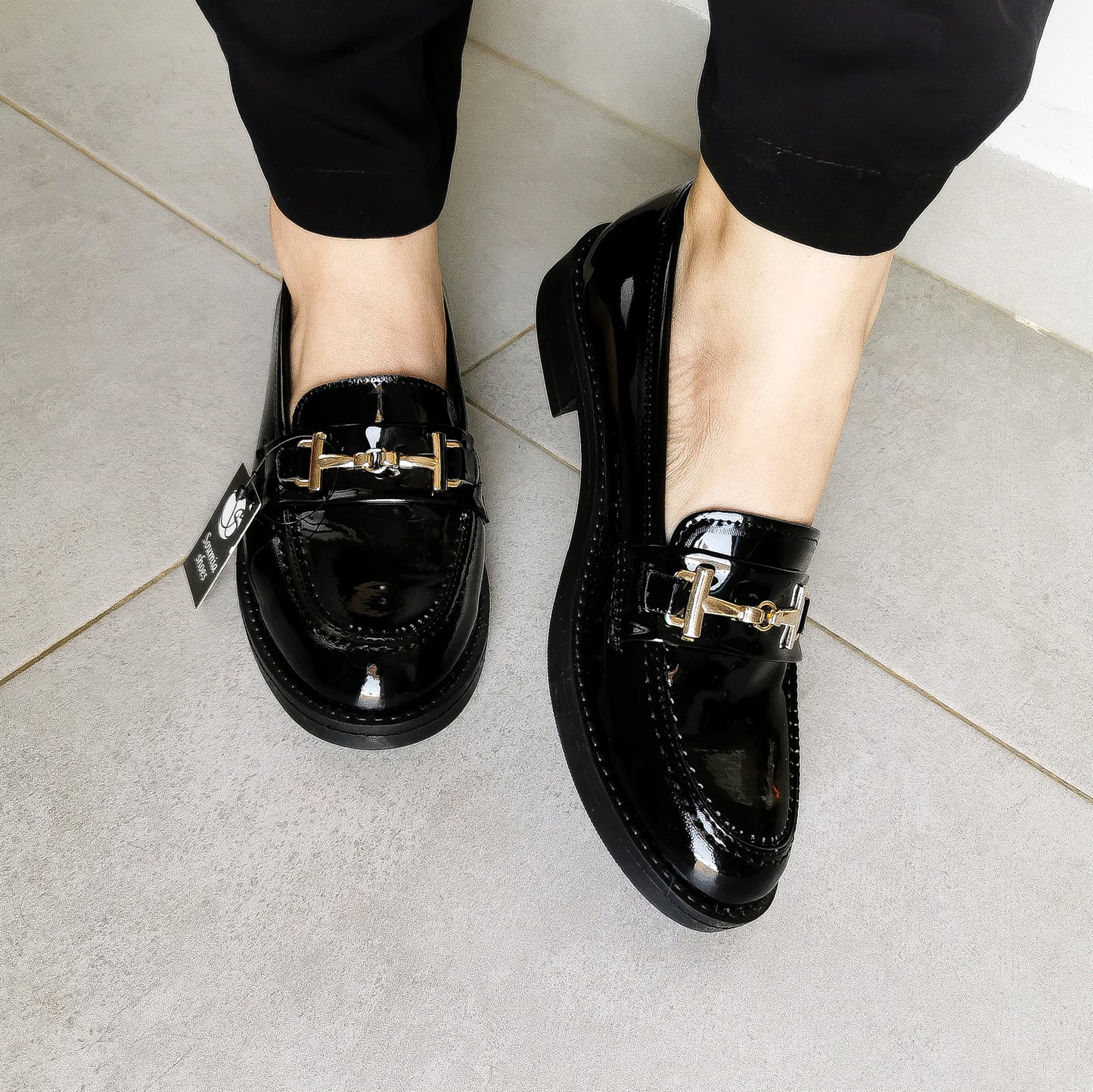 Moccassin - Noir Glacé Avec Boucle