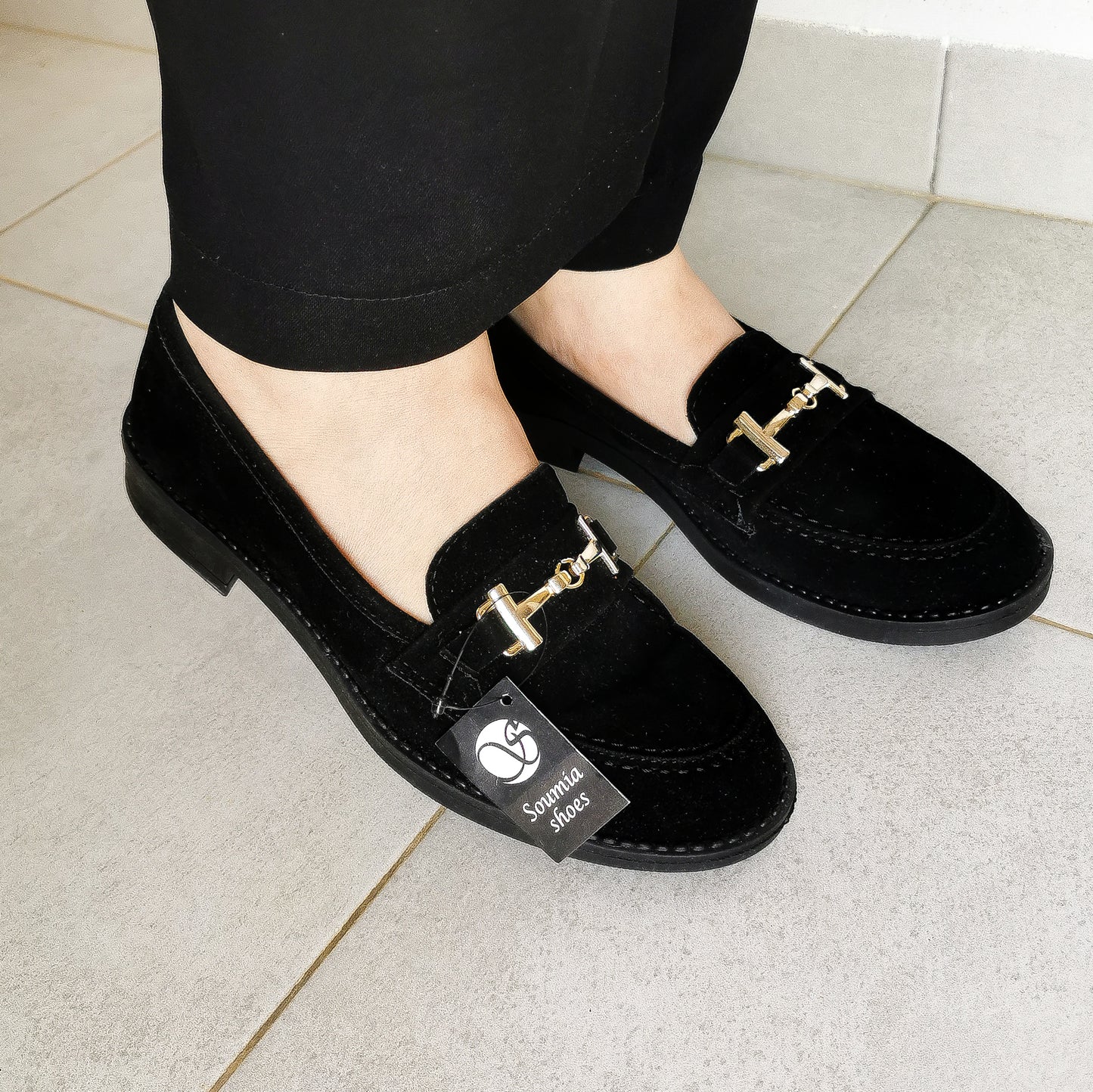Moccassin - Noir Avec Boucle Daim