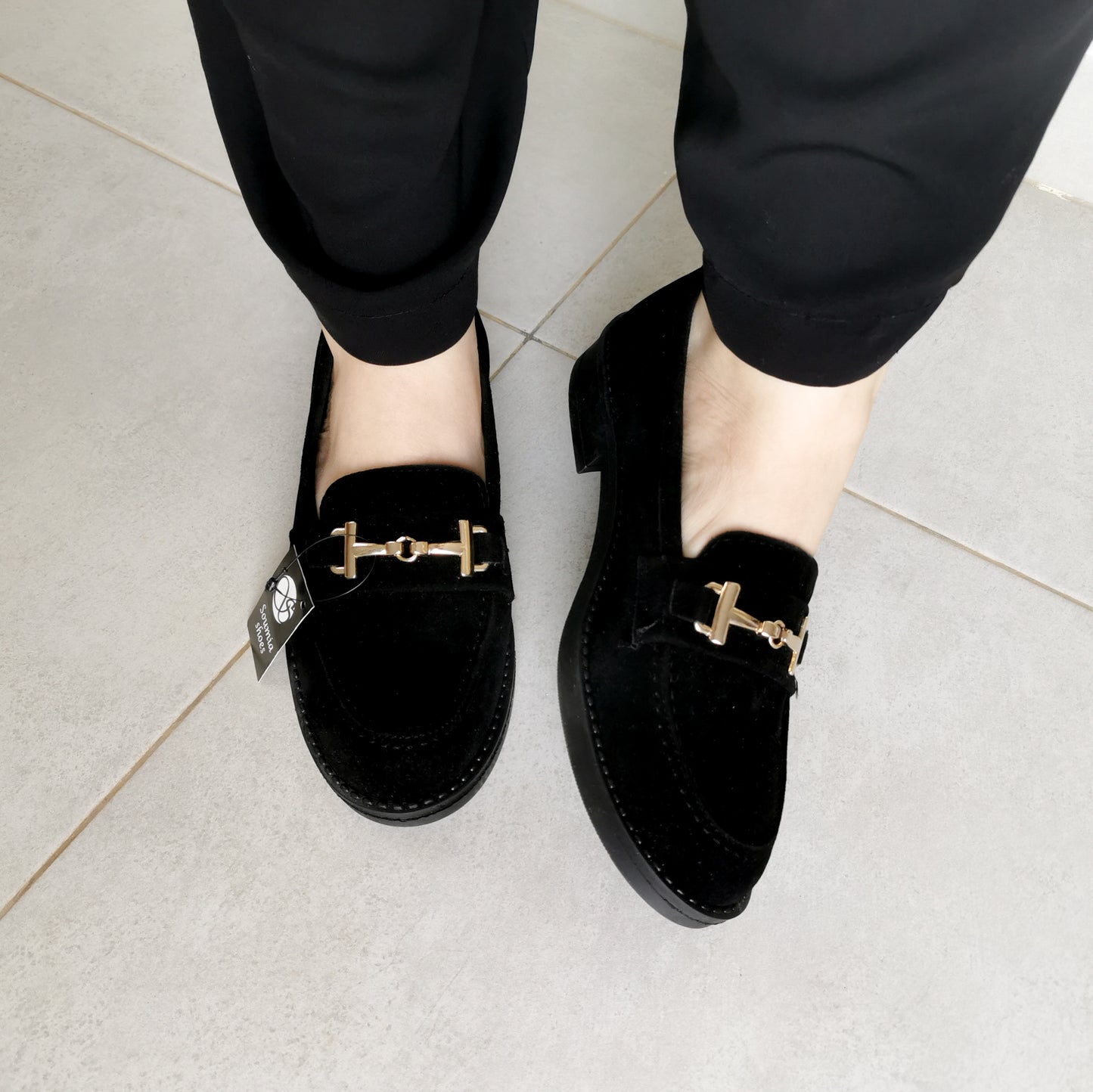Moccassin - Noir Avec Boucle Daim