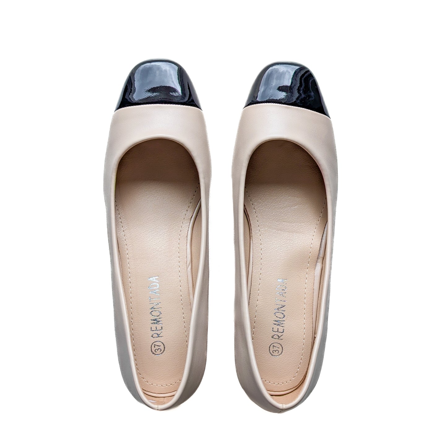 Escarpin - Beige Clair Mat / Noir Glacé