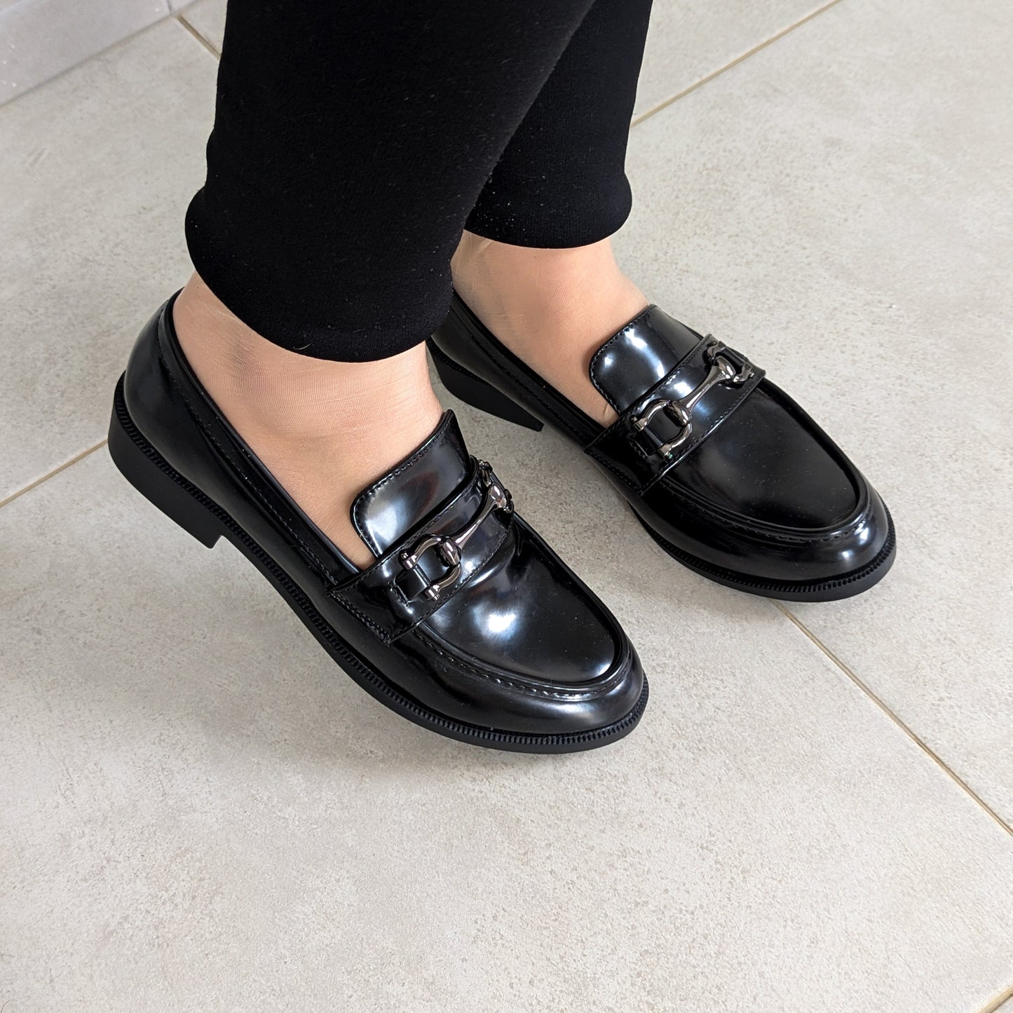 Moccassin New - Noir Glacé Avec Boucle