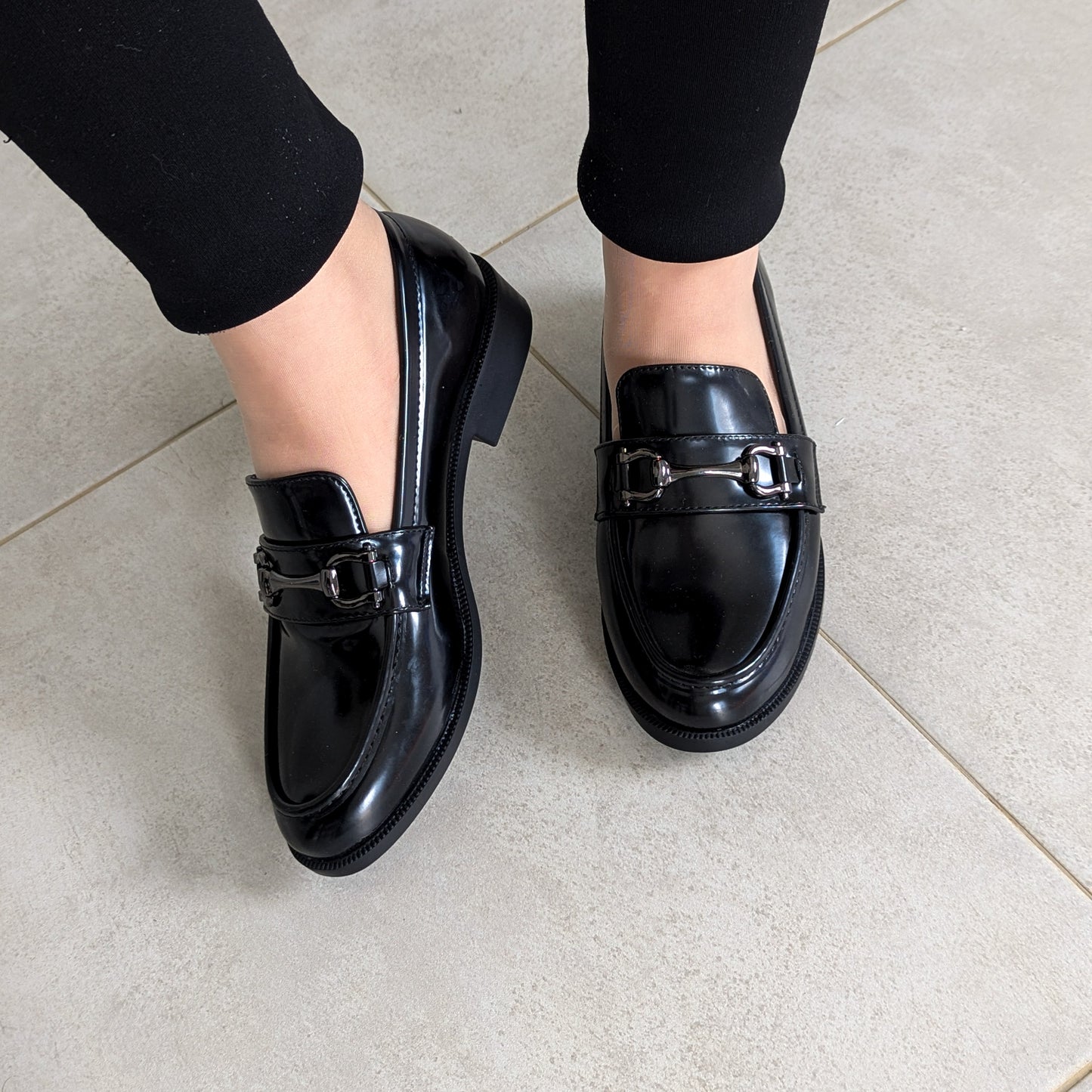 Moccassin New - Noir Glacé Avec Boucle