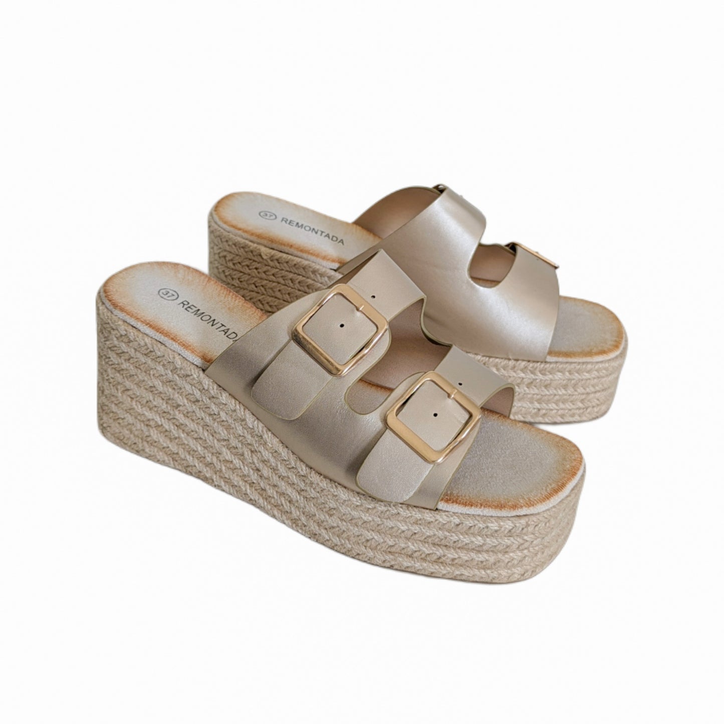 Sandale Compensée - Gold Lisse