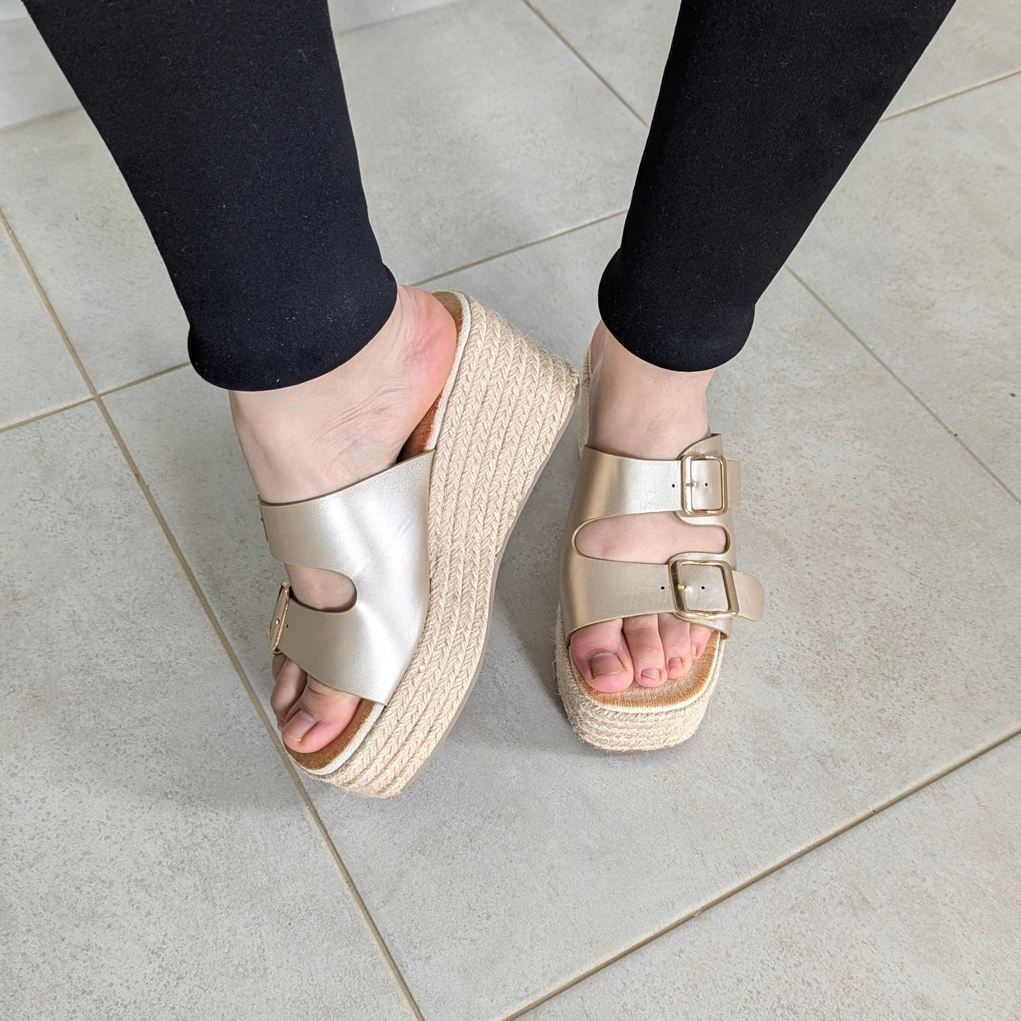 Sandale Compensée - Gold Lisse