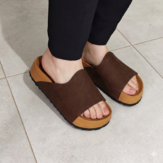 Mule Compensé New Marron fonce