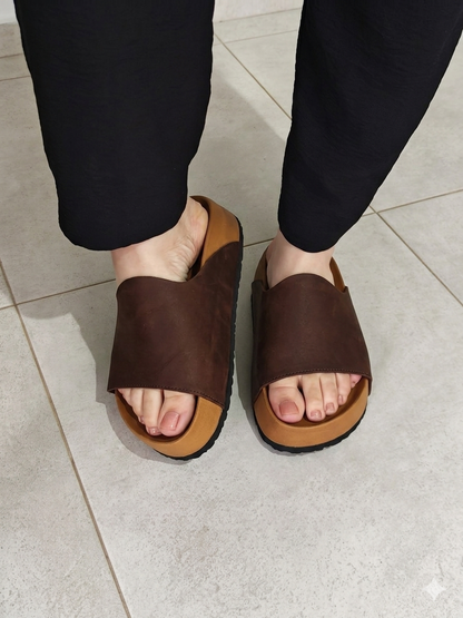 Mule Compensé New Marron fonce
