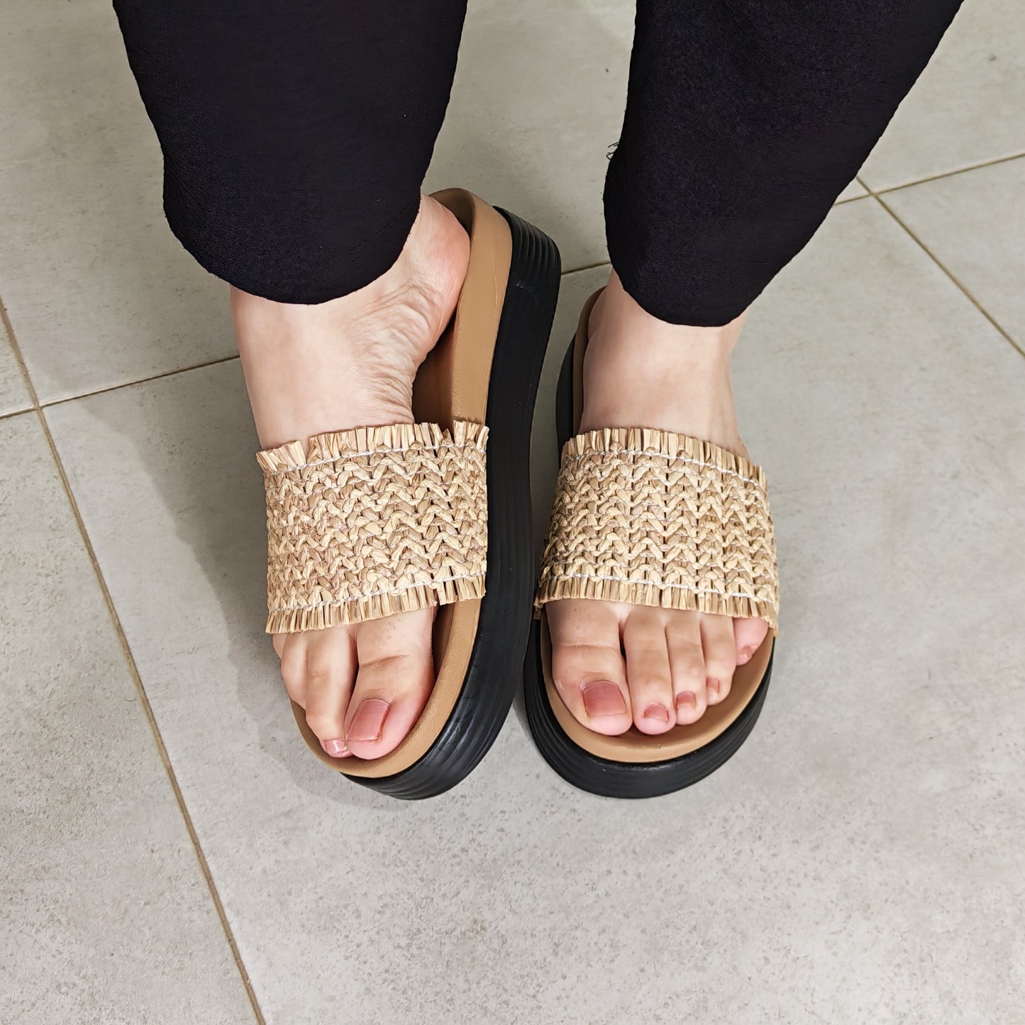 Mule Compensé Beige