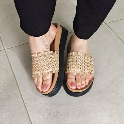 Mule Compensé Beige