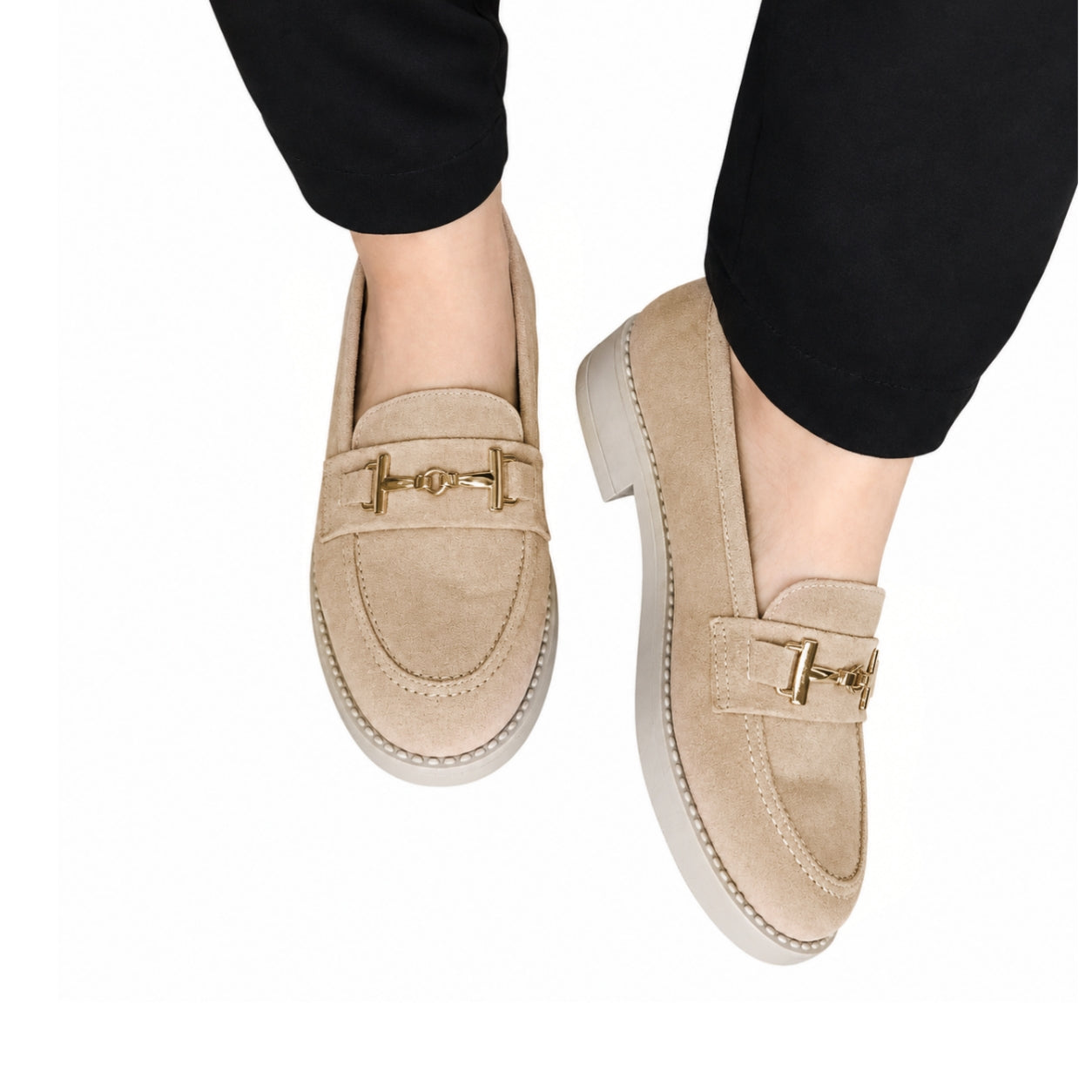 Moccassin - Beige Foncé Avec Boucle Daim